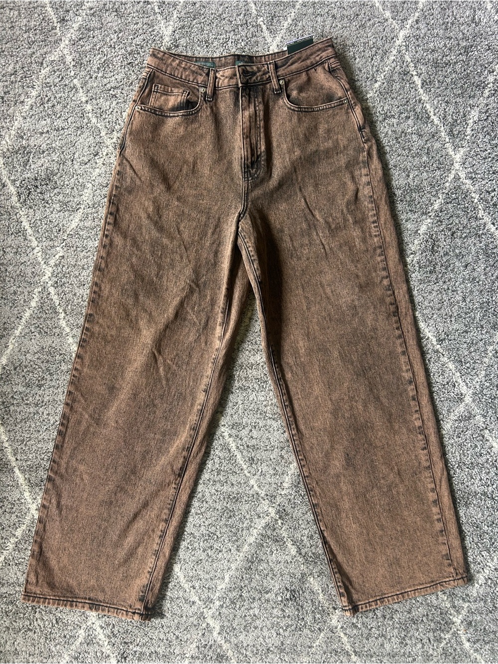 wild fable Super High Rise Baggy Jeans Wide Leg Acid Wash Brown Sz 8 NEW